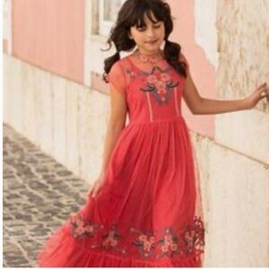 Elegant Pink Embroidered Kids Dress
